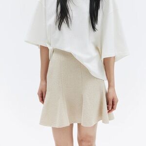 H&M NWT Boucle Flared Cream Mini Skirt Size XL